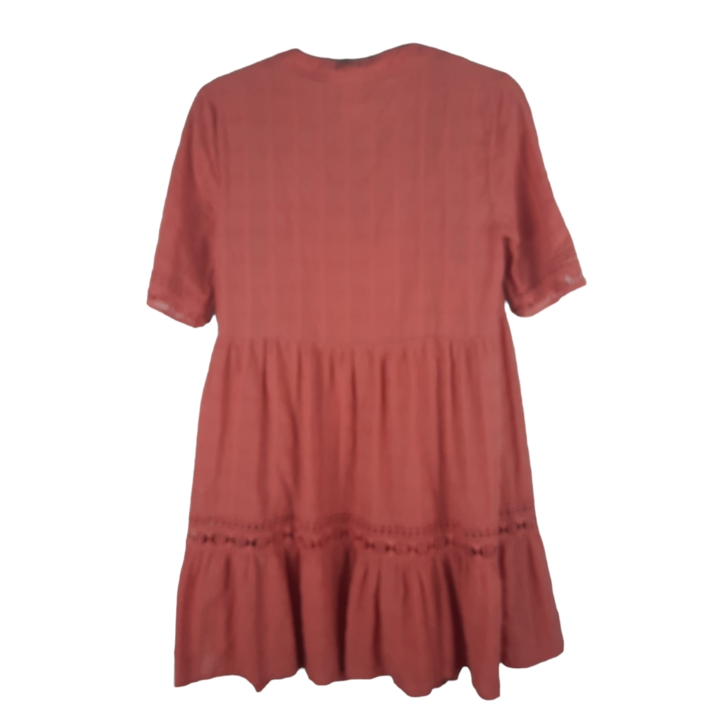 Davina Bohemian Short Sleeve Crochet Detail Mini Dress With Lining - Picture 4 of 12